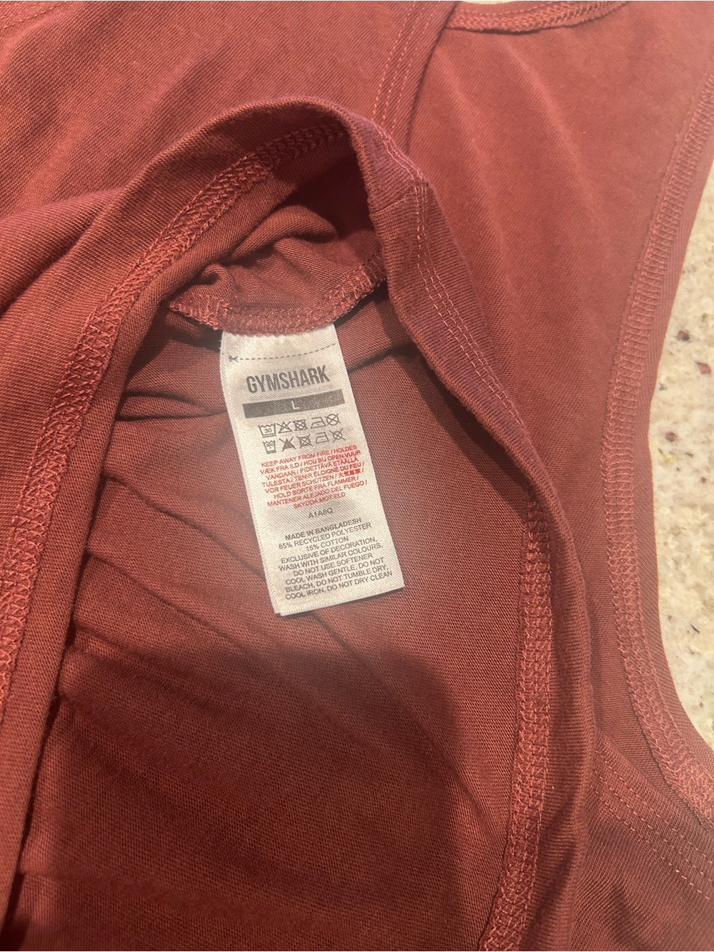 Gymshark Men's Stringer Tank - Maroon with White Logo - Picture 4 of 4